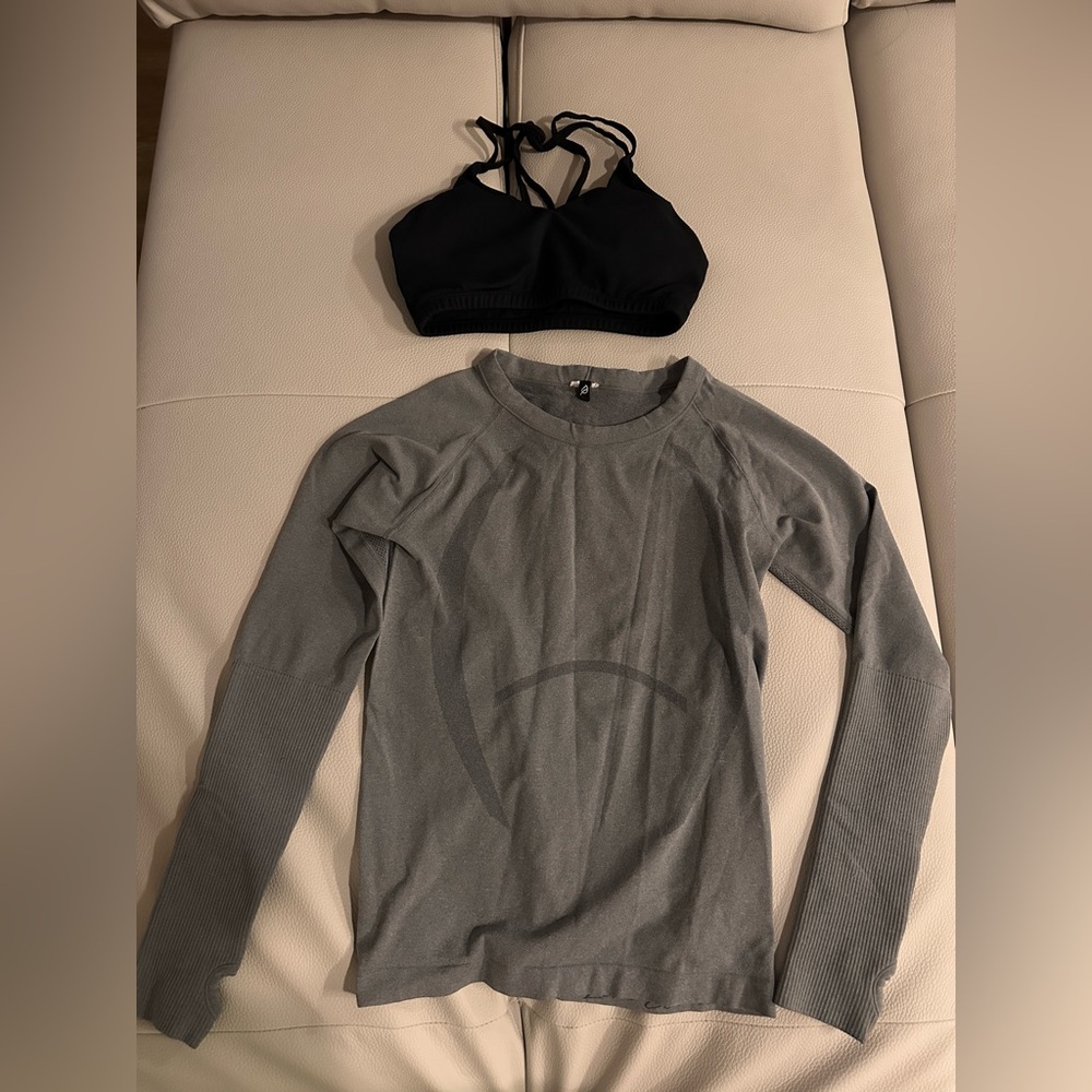P’Tula Reenergize Seamless Athletic Performance Top + Black Bra Top